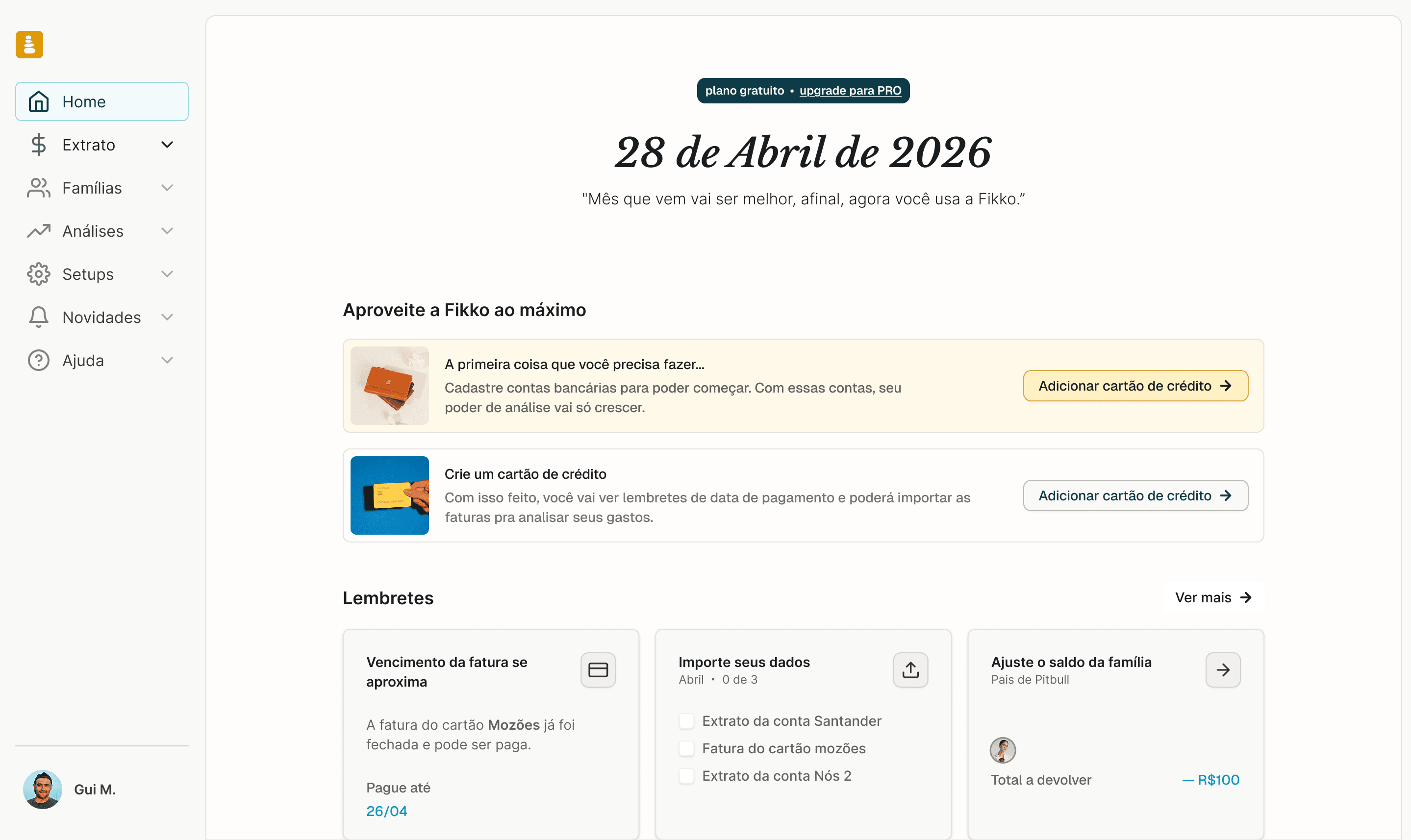 Painel da família na Fikko